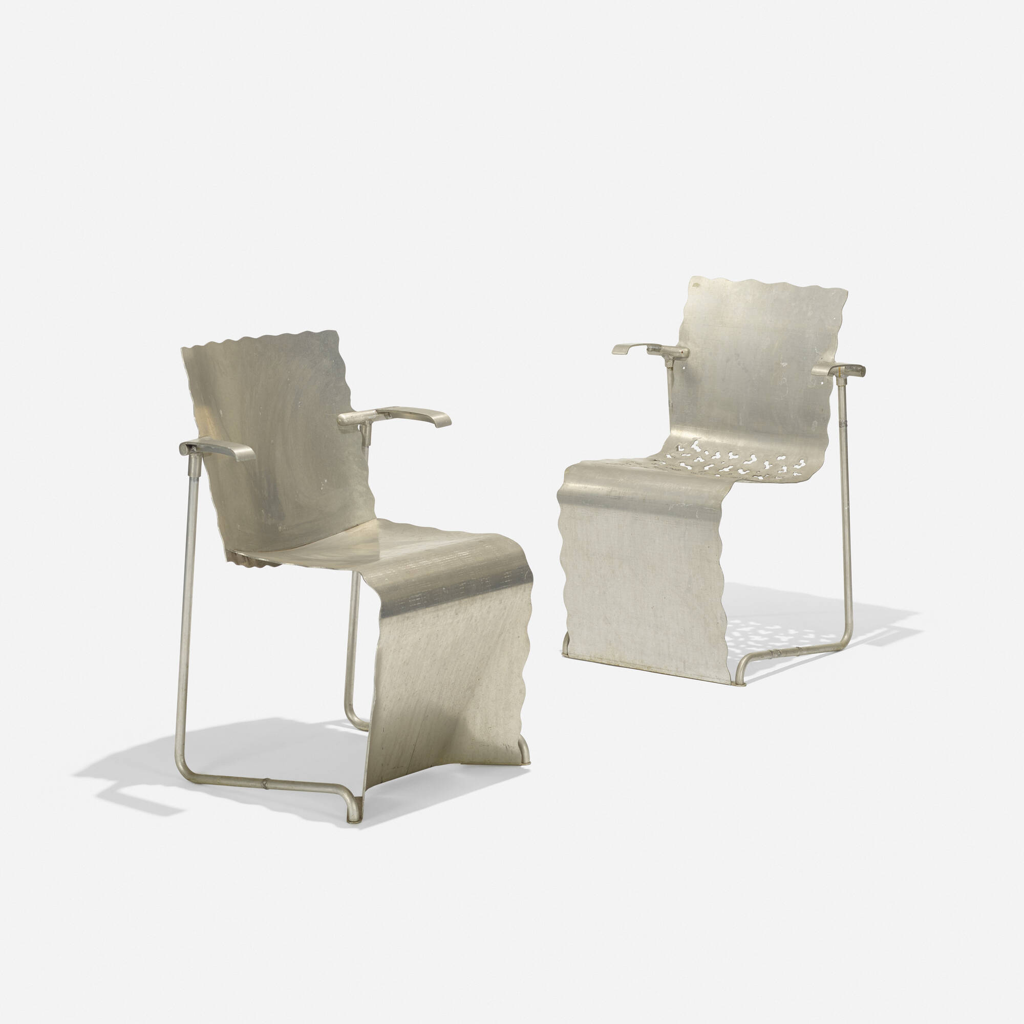 145 RICHARD SCHULTZ Prototype Sheet Metal stacking chairs set of two The Design Archive of Richard Schultz 16 February 2017 Auctions Wright Auctions of Art and Design