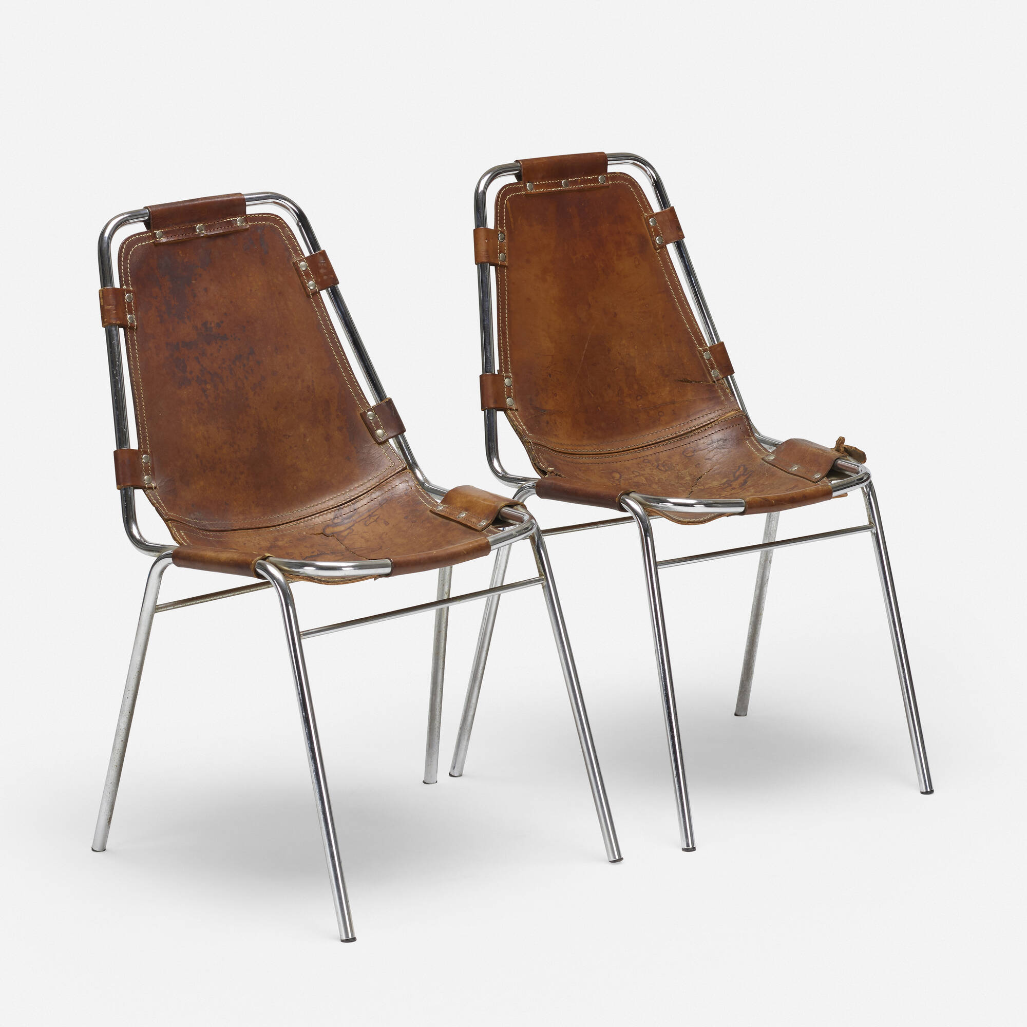 261: CHARLOTTE PERRIAND, dining chairs from Les Arcs, pair < Art + 