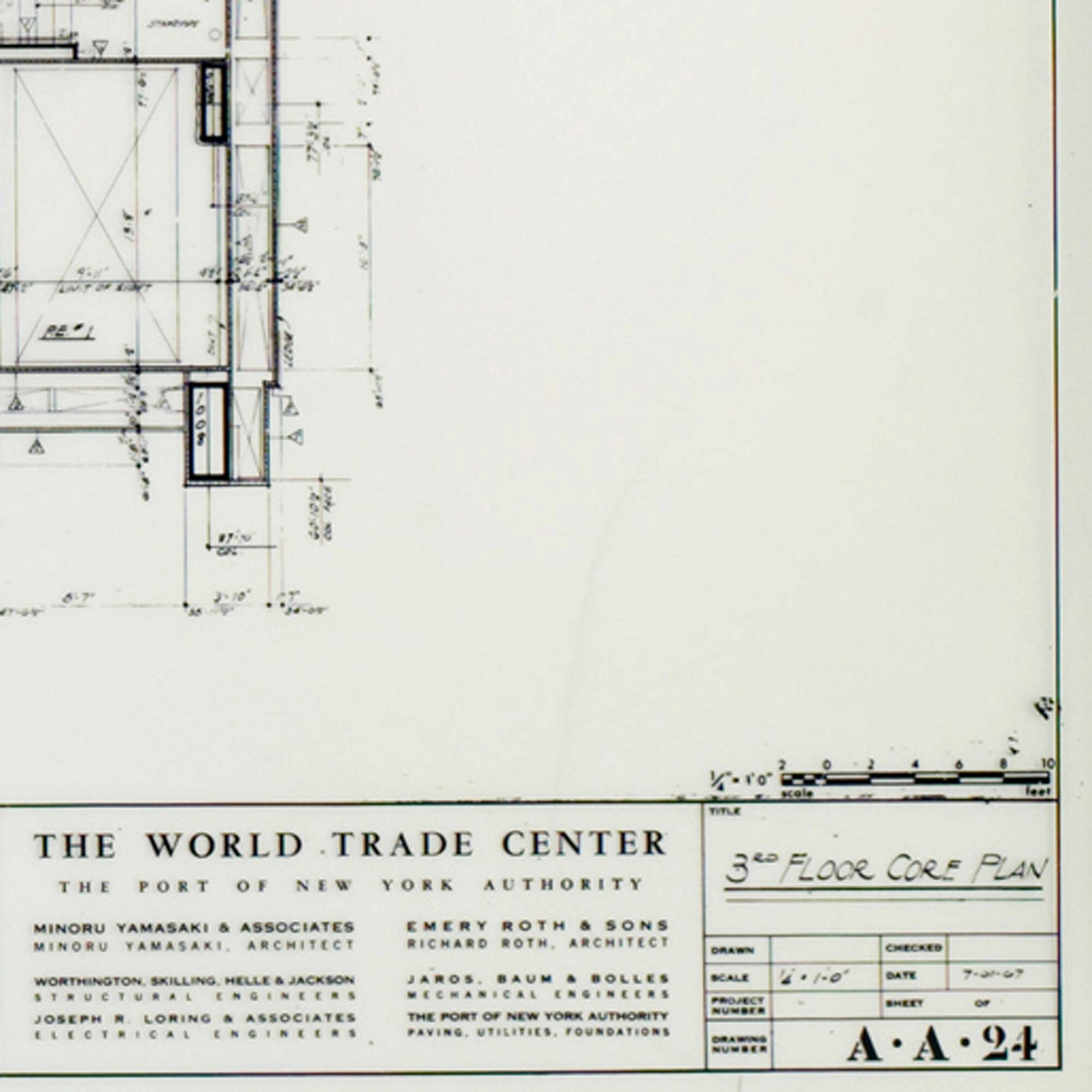 494: MINORU YAMASAKI & ASSOCIATES, World Trade Center (North Tower) Sub-Level to 3rd Floor and Core Details < Important Design, 8 December 2009 < Auctions | Wright: Auctions of Art and Design 494: MINORU YAMASAKI & ASSOCIATES, World Trade Center (North Tower) Sub-Level to 3rd Floor and Core Details < Important Design, 8 December 2009 < Auctions | Wright: Auctions of Art and Design