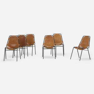 146: CHARLOTTE PERRIAND, Dining chairs from Les Arcs, set of six 